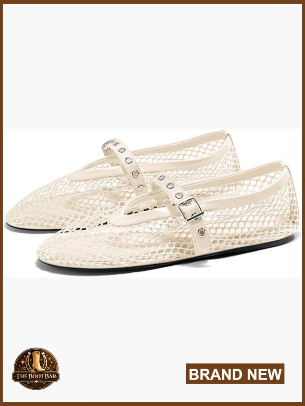 Women's Mesh Ballet Flats Mary Jane Fishnet Buckle Strap Comfort Causal Dress